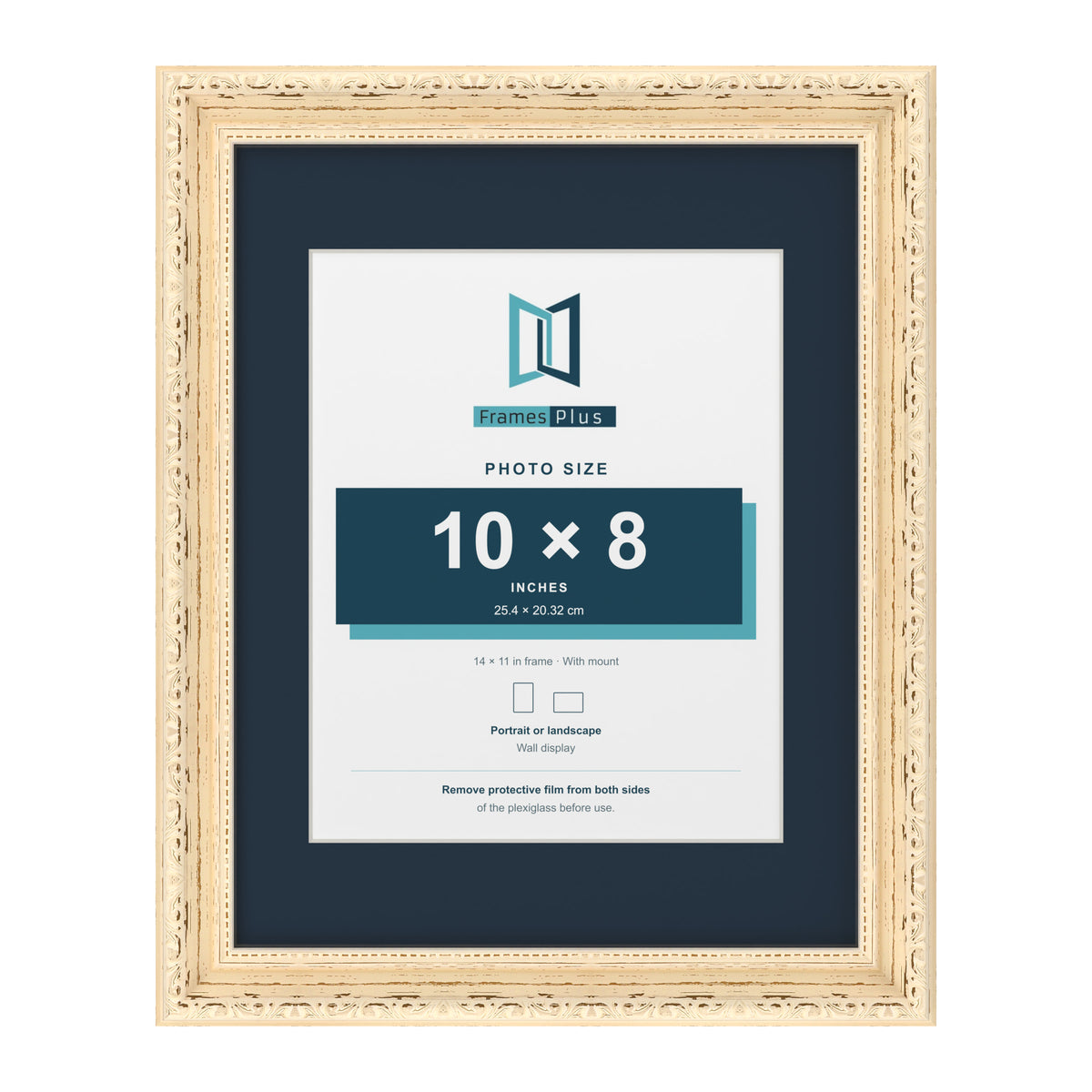Louis Range Cream Picture, Photo & Poster Frame with Pacific Blue Mount - 14x11" Frame for 10x8" Photo, Cream