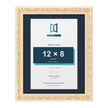 Louis Range Cream Picture, Photo & Poster Frame with Pacific Blue Mount - 14x11" Frame for 12x8" Photo, Cream