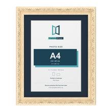 Louis Range Cream Picture, Photo & Poster Frame with Pacific Blue Mount - 14x11" Frame for A4 Photo, Cream