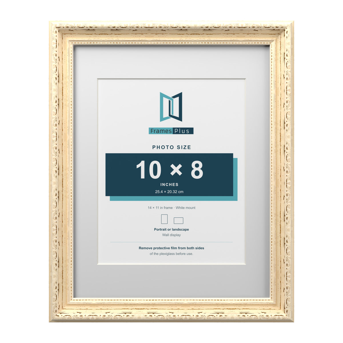 Louis Range Cream Picture, Photo & Poster Frame with White Mount - 14x11" Frame for 10x8" Photo, Cream