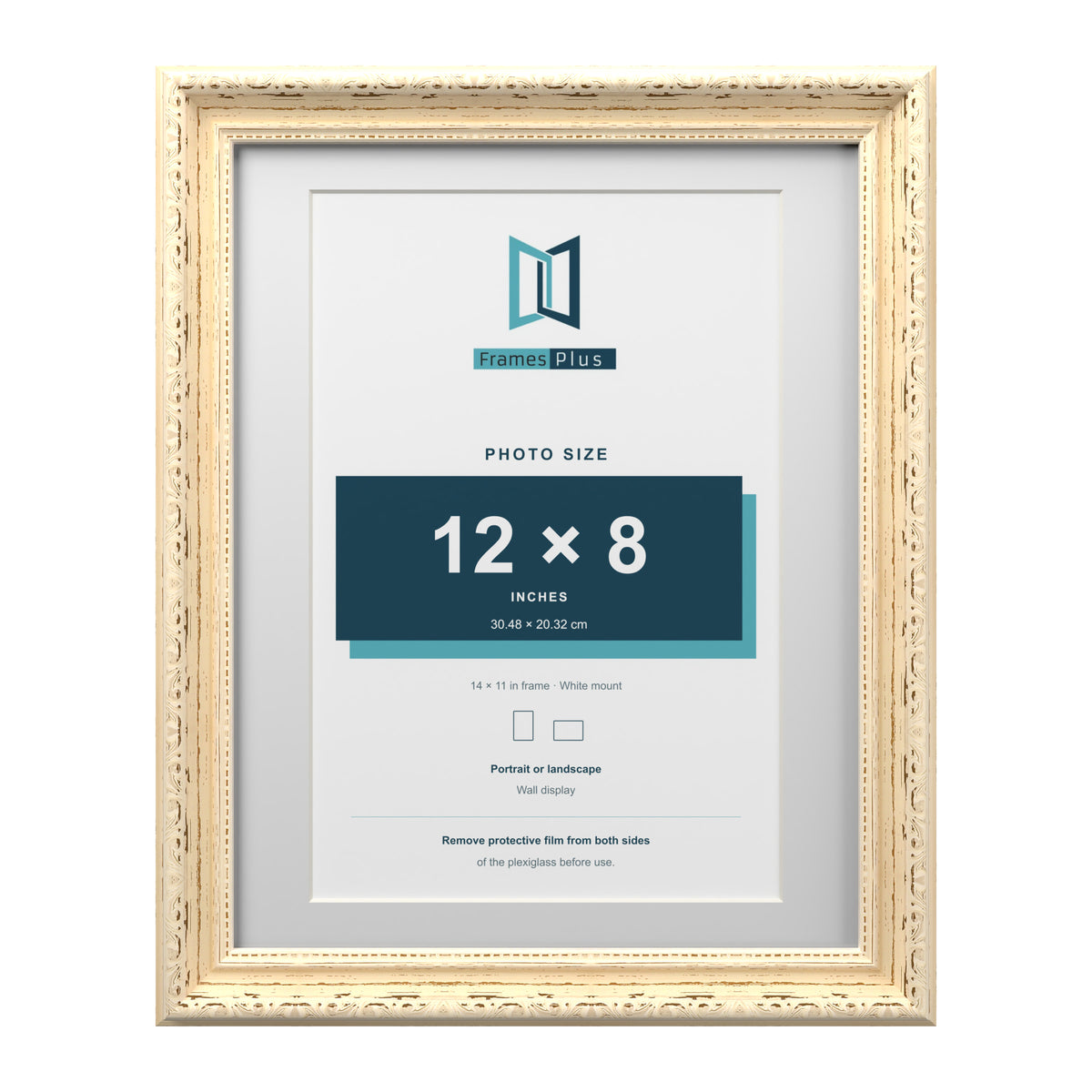 Louis Range Cream Picture, Photo & Poster Frame with White Mount - 14x11" Frame for 12x8" Photo, Cream