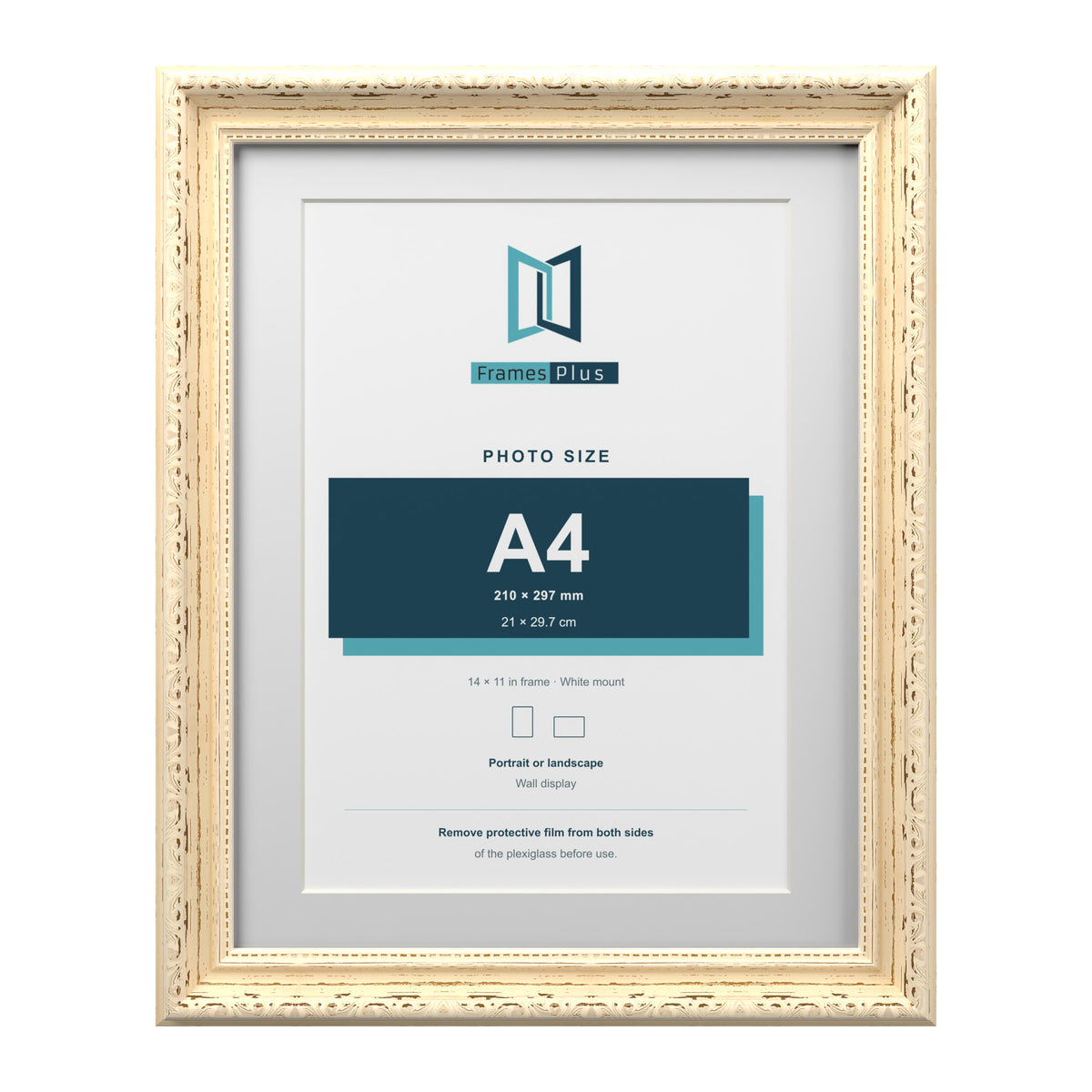 Louis Range Cream Picture, Photo & Poster Frame with White Mount - 14x11" Frame for A4 Photo, Cream