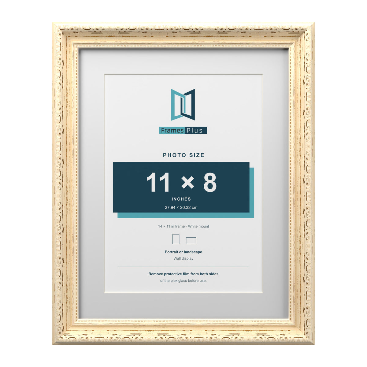 Louis Range Cream Picture, Photo & Poster Frame with White Mount - 14x11" Frame for 11x8" Photo, Cream