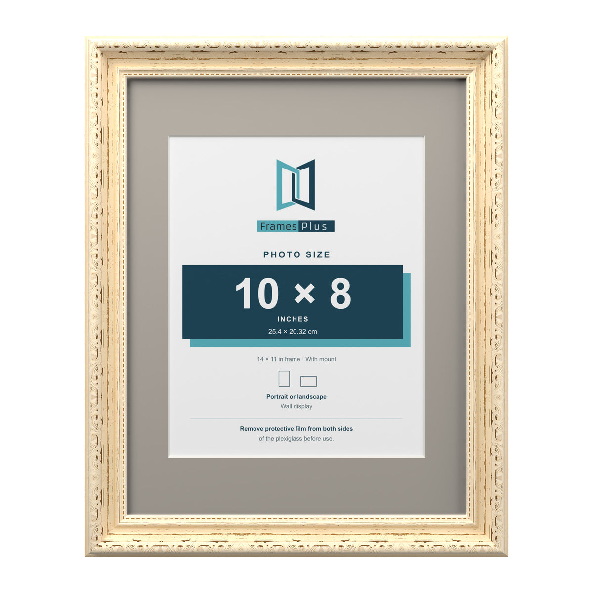 Louis Range Cream Picture, Photo & Poster Frame with Dawn Grey Mount - 14x11" Frame for 10x8" Photo, Cream