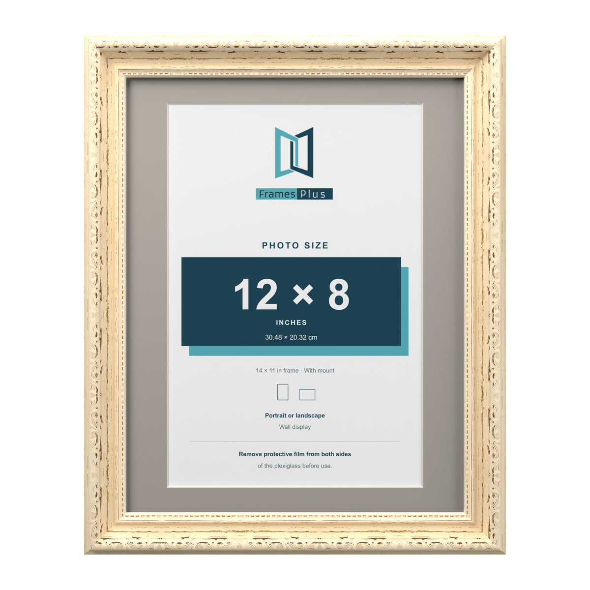 Louis Range Cream Picture, Photo & Poster Frame with Dawn Grey Mount - 14x11" Frame for 12x8" Photo, Cream