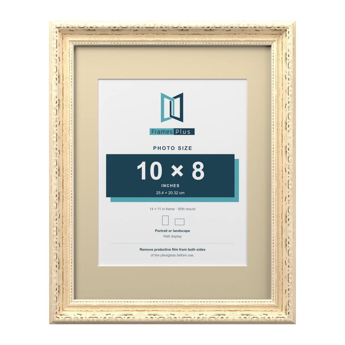 Louis Range Cream Picture, Photo & Poster Frame with Ivory Mount - 14x11" Frame for 10x8" Photo, Cream