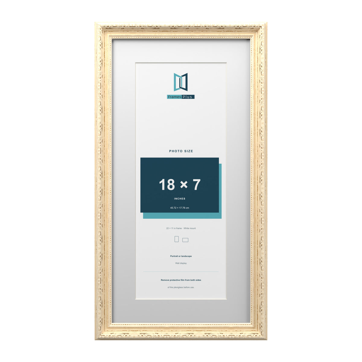 Louis Range Cream Picture, Photo & Poster Frame with White Mount - 22x11" Frame for 18x7" Photo, Cream