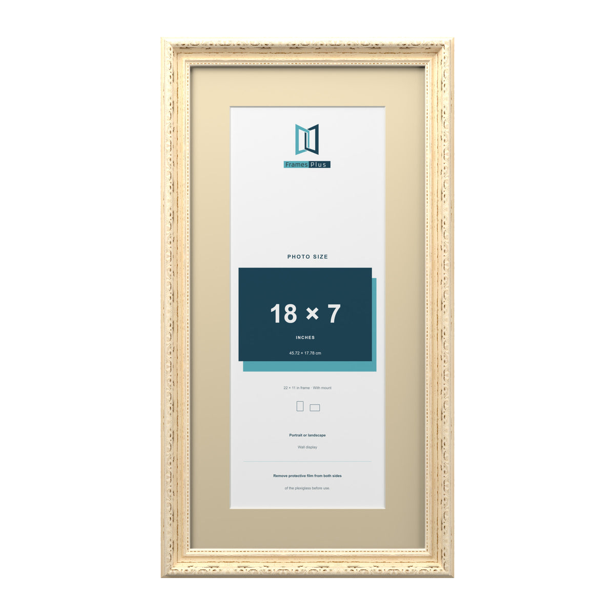 Louis Range Cream Picture, Photo & Poster Frame with Ivory Mount - 22x11" Frame for 18x7" Photo, Cream