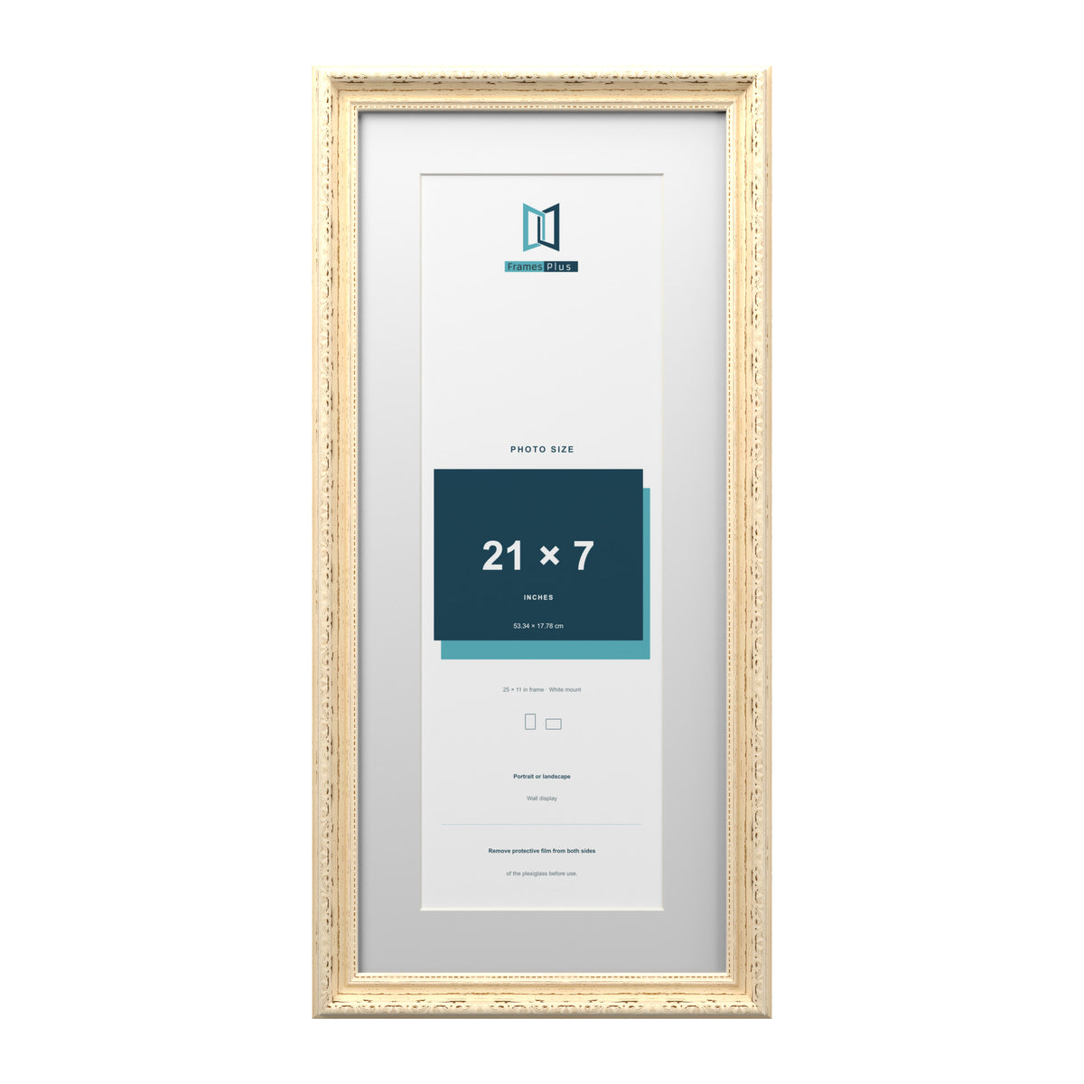 Louis Range Cream Picture, Photo & Poster Frame with White Mount - 25x11" Frame for 21x7" Photo, Cream