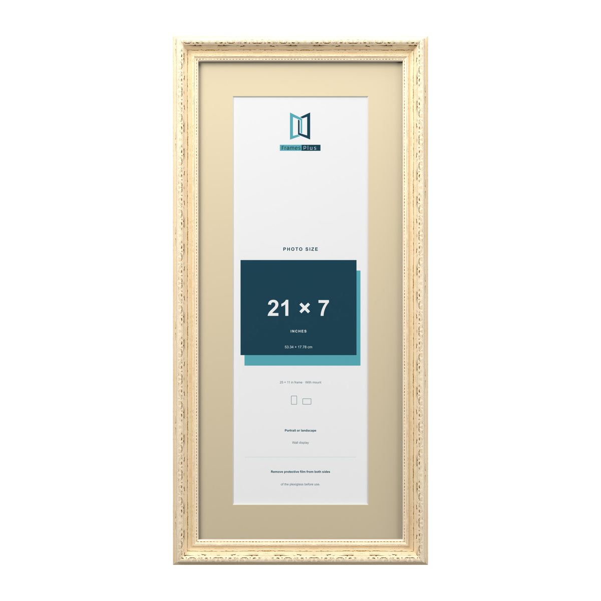 Louis Range Cream Picture, Photo & Poster Frame with Ivory Mount - 25x11" Frame for 21x7" Photo, Cream