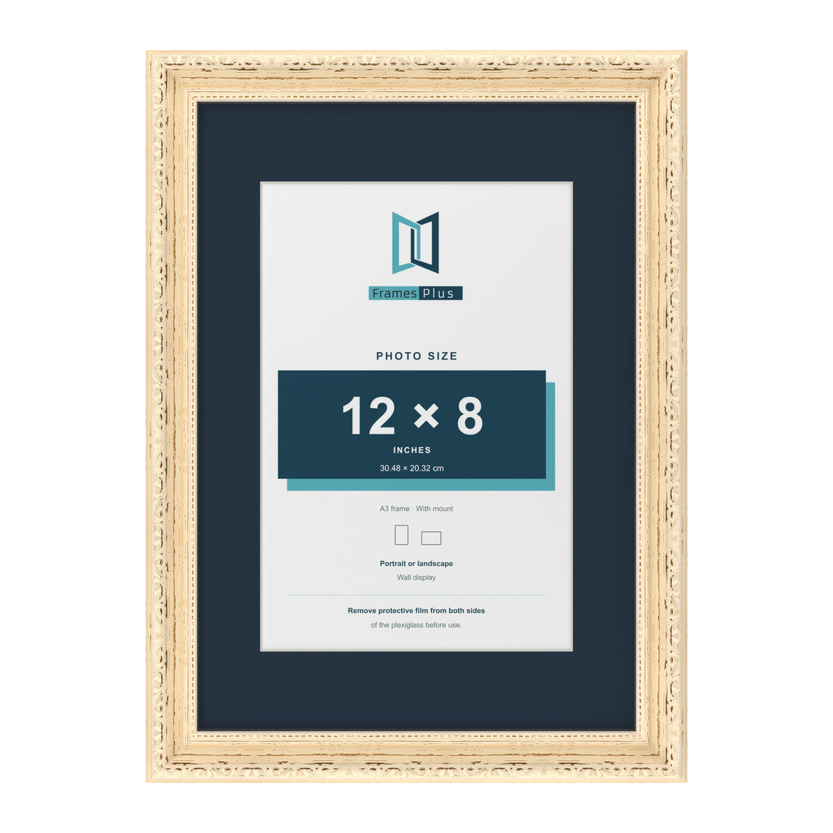 Louis Range Cream Picture, Photo & Poster Frame with Pacific Blue Mount - A3 Frame for 12x8" Photo, Cream