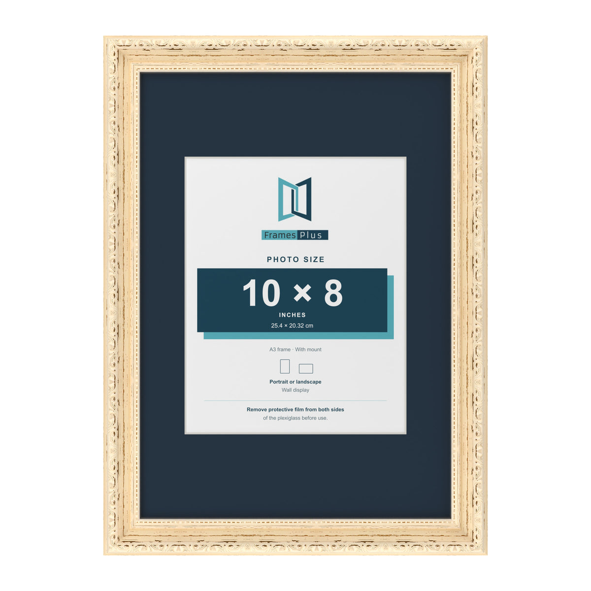 Louis Range Cream Picture, Photo & Poster Frame with Pacific Blue Mount - A3 Frame for 10x8" Photo, Cream