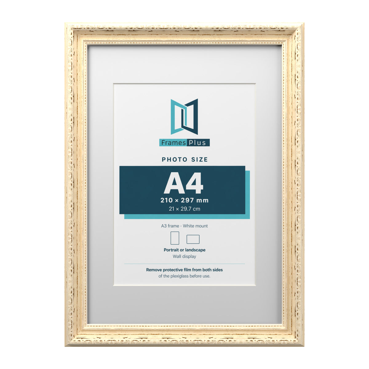 Louis Range Cream Picture, Photo & Poster Frame with White Mount - A3 Frame for A4 Photo, Cream