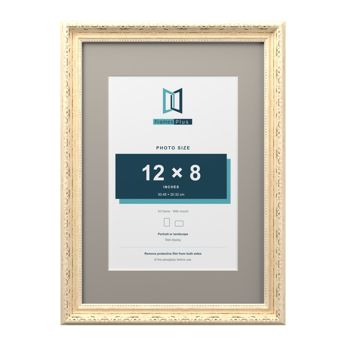 Louis Range Cream Picture, Photo & Poster Frame with Dawn Grey Mount - A3 Frame for 12x8" Photo, Cream