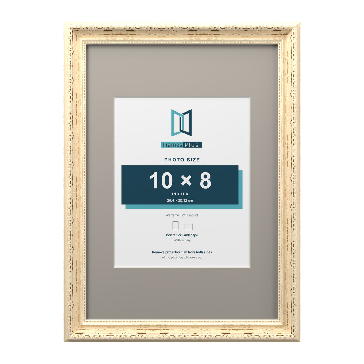 Louis Range Cream Picture, Photo & Poster Frame with Dawn Grey Mount - A3 Frame for 10x8" Photo, Cream