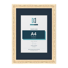 Louis Range Cream Picture, Photo & Poster Frame with Pacific Blue Mount - A3 Frame for A4 Photo, Cream