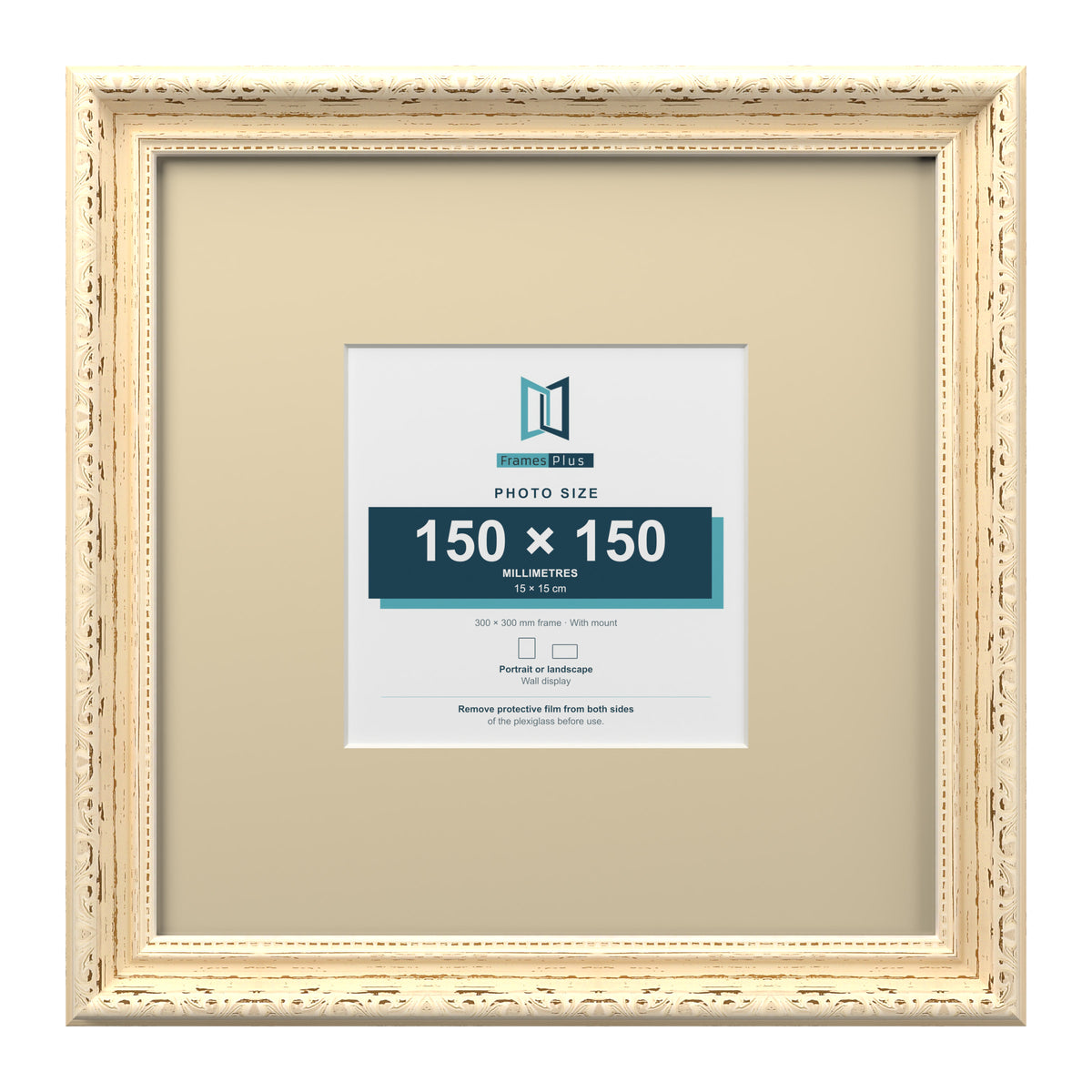 Louis Range Cream Picture, Photo & Poster Frame with Ivory Mount - 30x30cm Frame for 15x15cm Photo, Cream