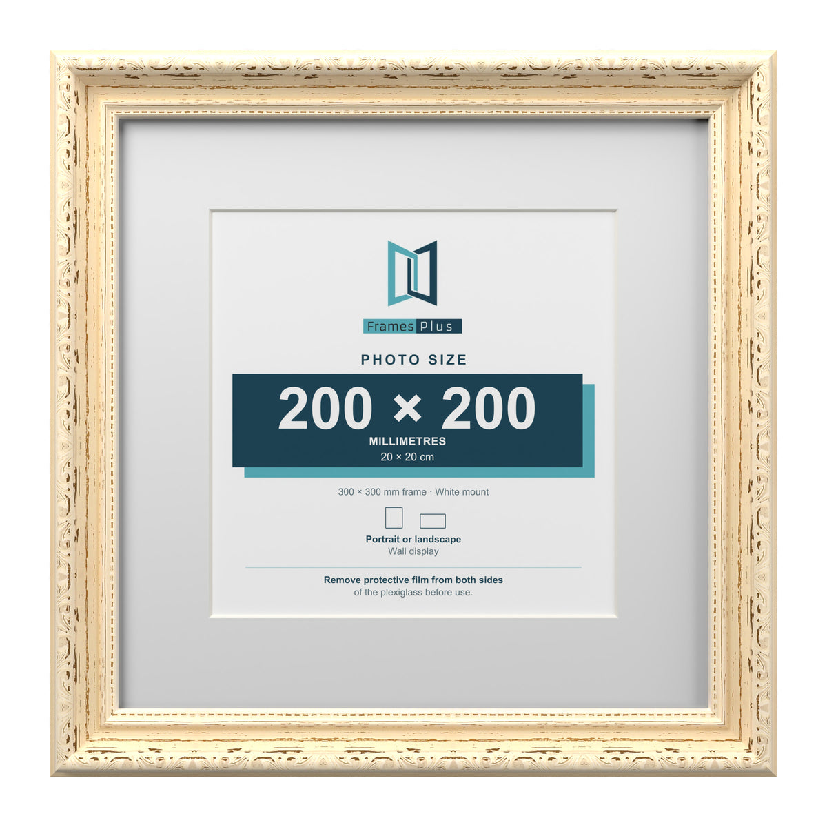 Louis Range Cream Picture, Photo & Poster Frame with White Mount - 30x30cm Frame for 20x20cm Photo, Cream