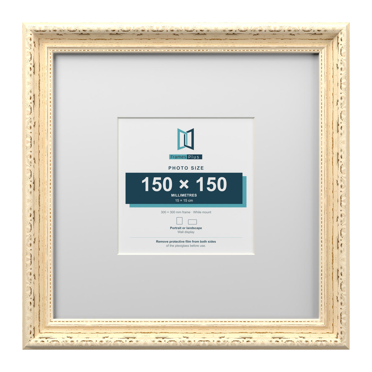 Louis Range Cream Picture, Photo & Poster Frame with White Mount - 30x30cm Frame for 15x15cm Photo, Cream