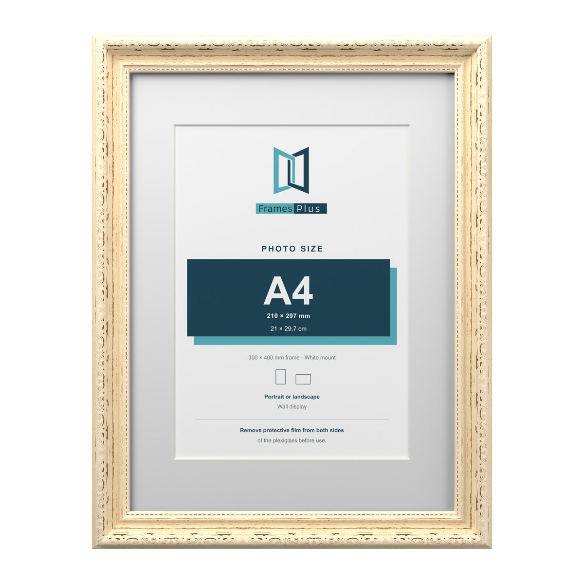 Louis Range Cream Picture, Photo & Poster Frame with White Mount - 40x30cm Frame for A4 Photo, Cream