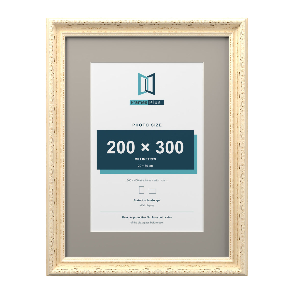 Louis Range Cream Picture, Photo & Poster Frame with Dawn Grey Mount - 40x30cm Frame for 30x20cm Photo, Cream