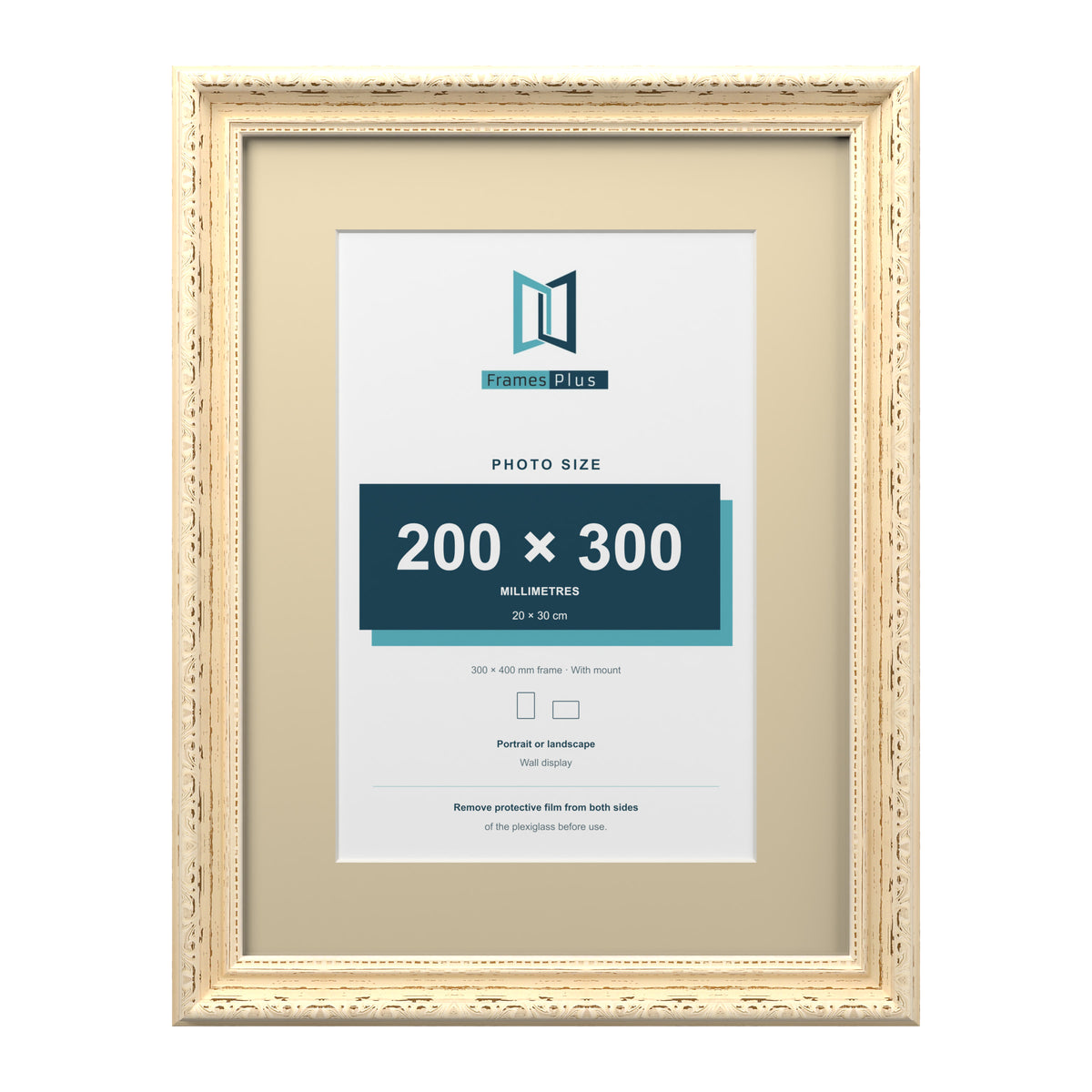 Louis Range Cream Picture, Photo & Poster Frame with Ivory Mount - 40x30cm Frame for 30x20cm Photo, Cream