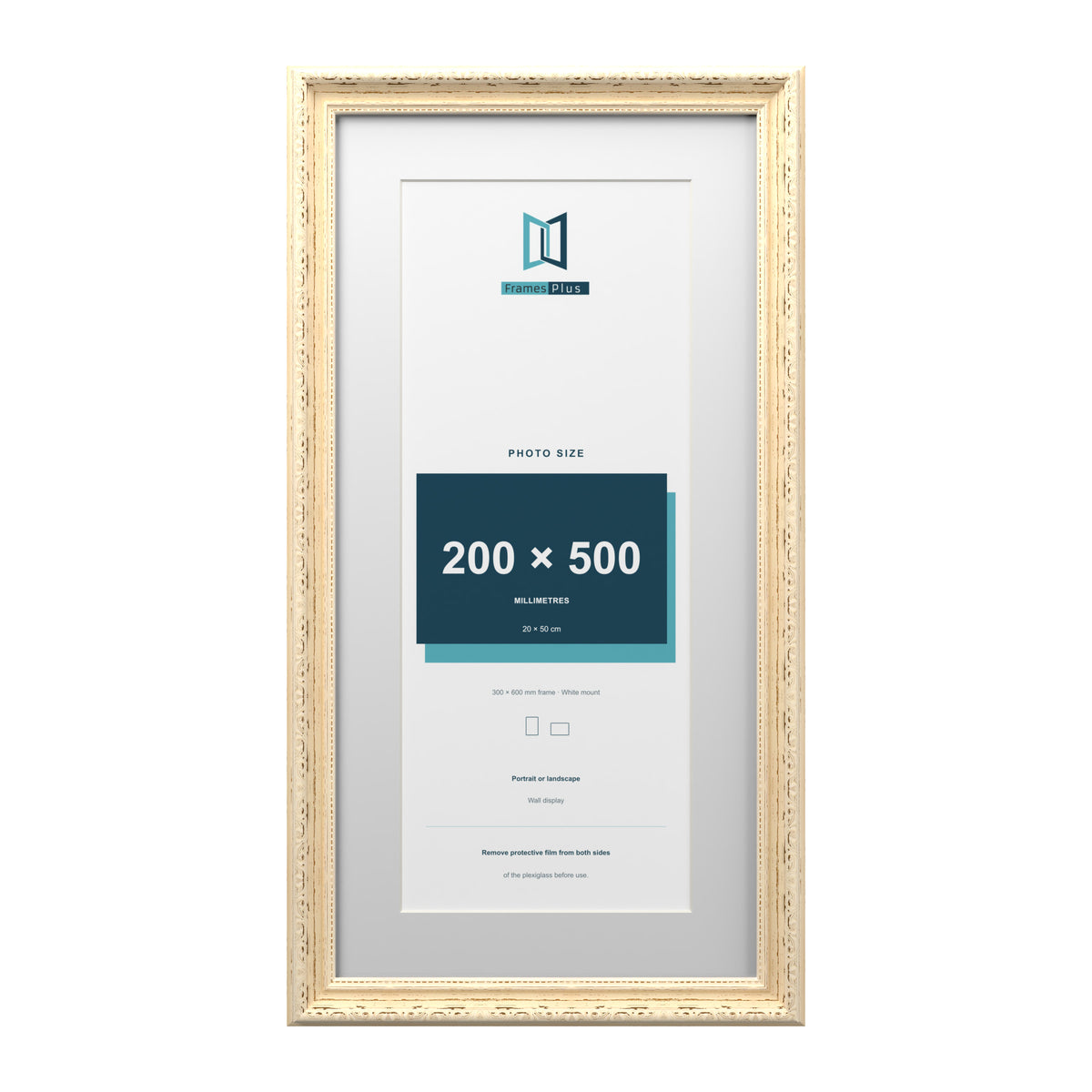 Louis Range Cream Picture, Photo & Poster Frame with White Mount - 60x30cm Frame for 50x20cm Photo, Cream