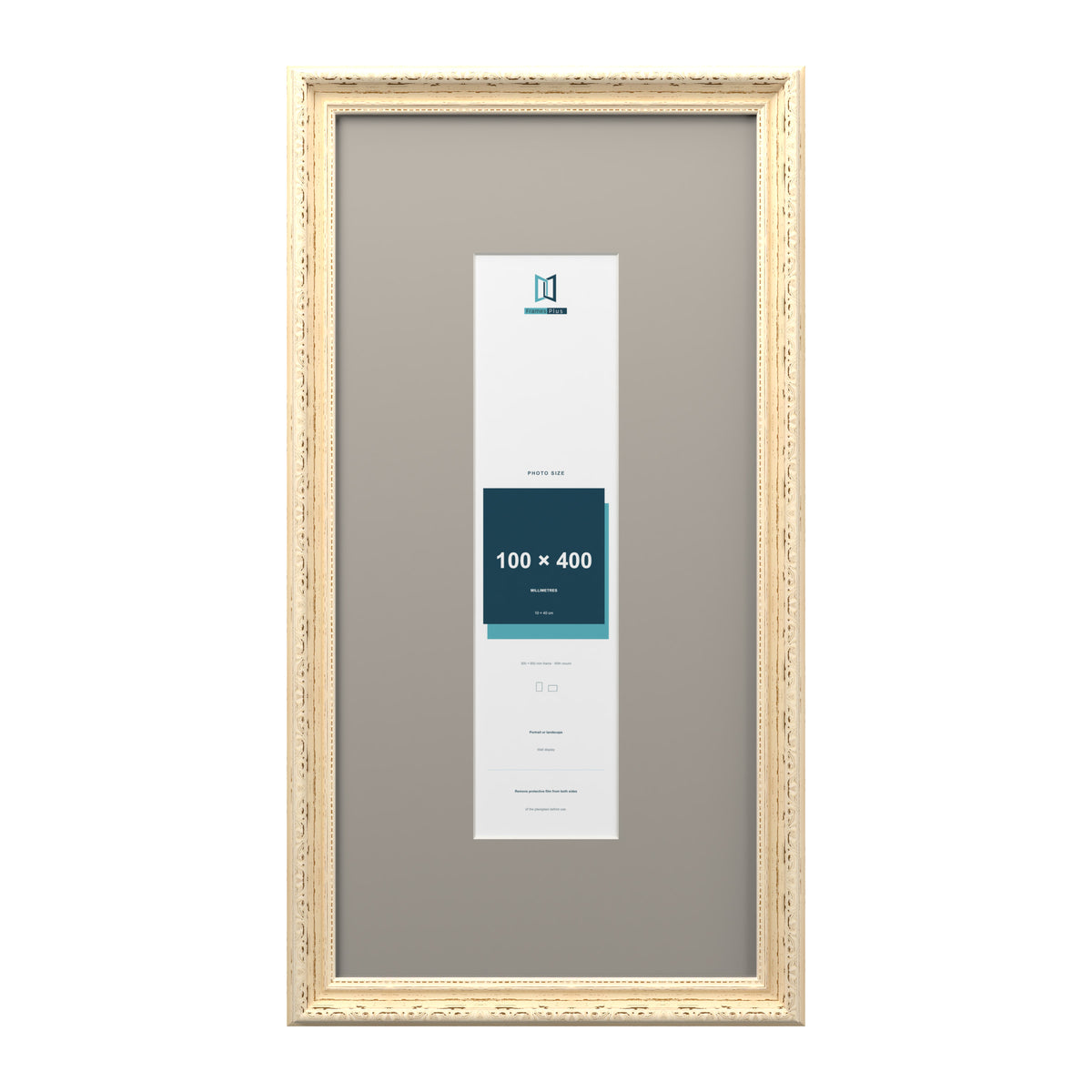 Louis Range Cream Picture, Photo & Poster Frame with Dawn Grey Mount - 60x30cm Frame for 40x10cm Photo, Cream