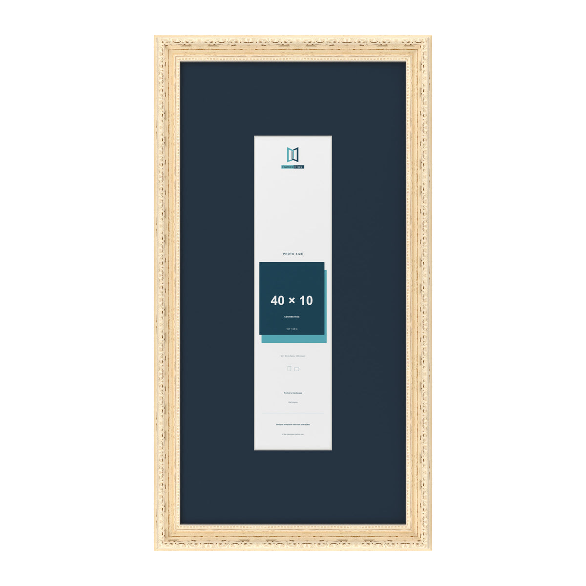 Louis Range Cream Picture, Photo & Poster Frame with Pacific Blue Mount - 60x30cm Frame for 40x10cm Photo, Cream