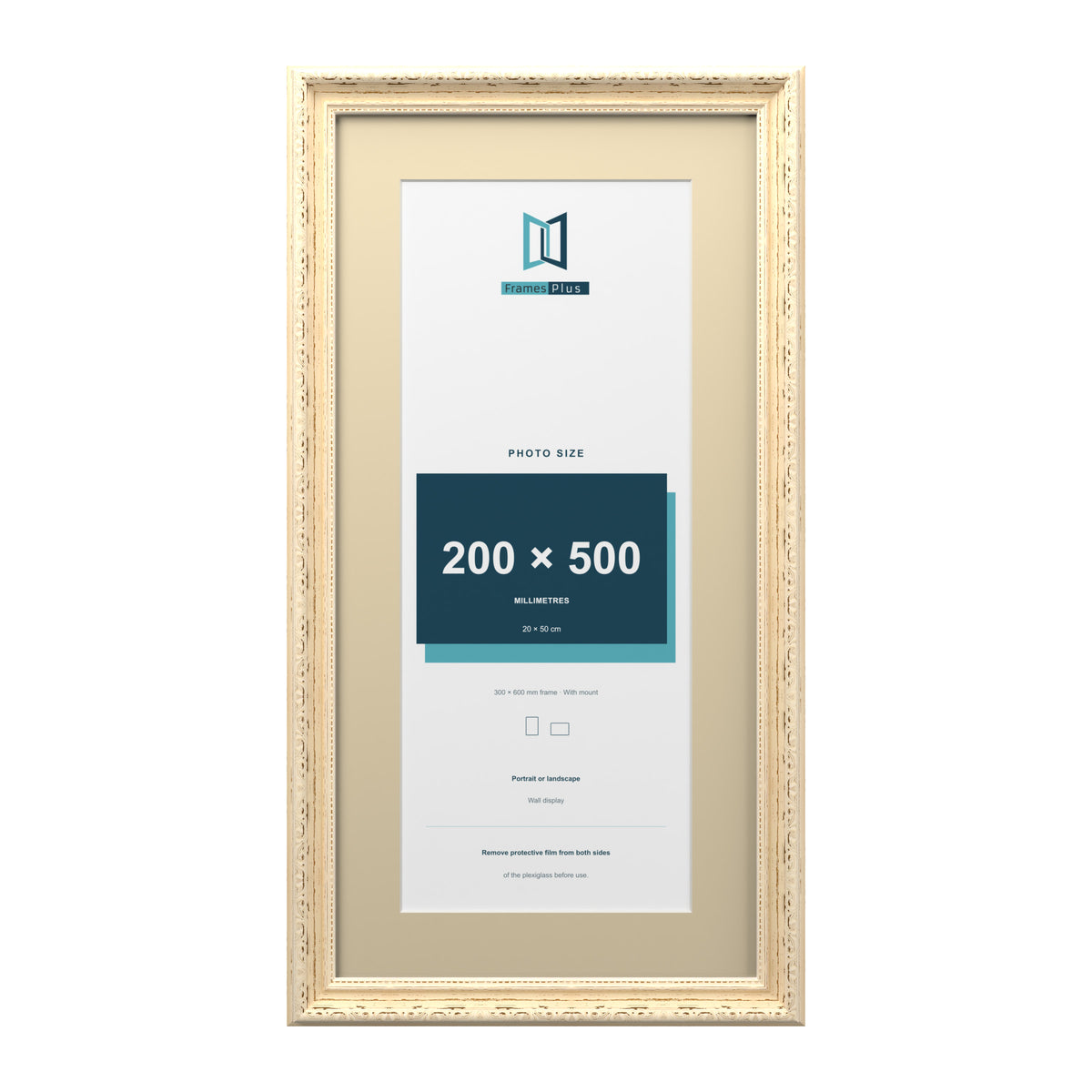 Louis Range Cream Picture, Photo & Poster Frame with Ivory Mount - 60x30cm Frame for 50x20cm Photo, Cream