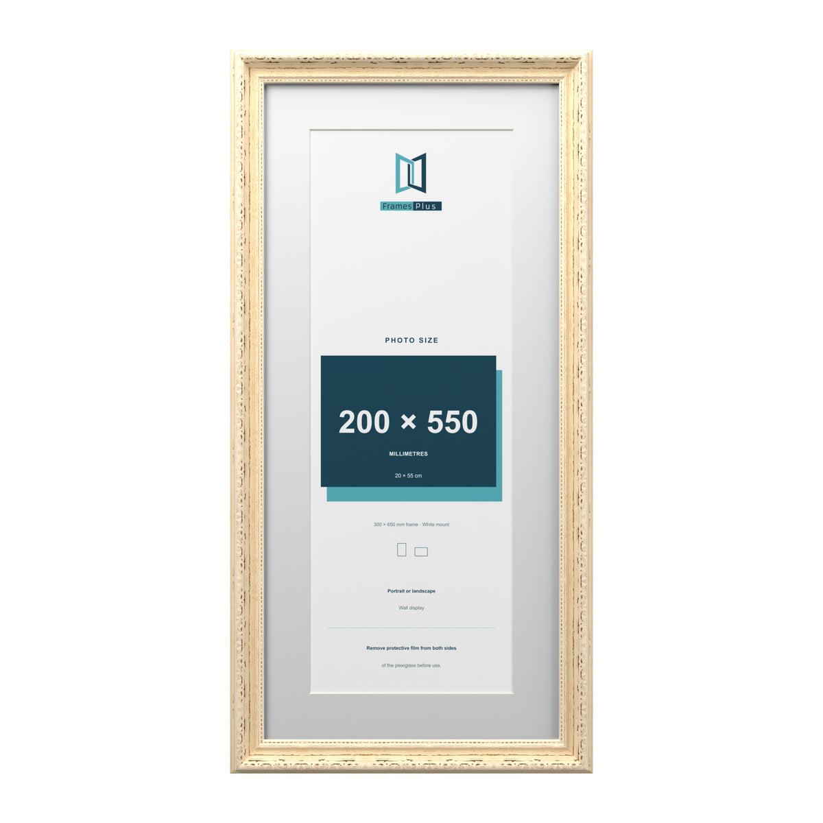 Louis Range Cream Picture, Photo & Poster Frame with White Mount - 65x30cm Frame for 55x20cm Photo, Cream