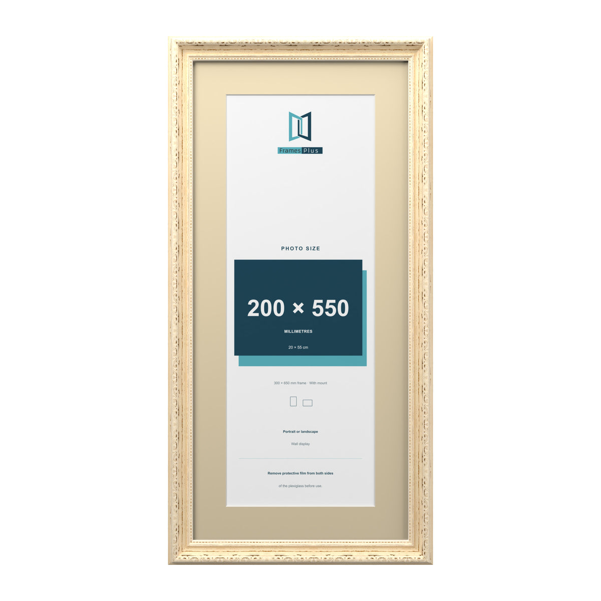 Louis Range Cream Picture, Photo & Poster Frame with Ivory Mount - 65x30cm Frame for 55x20cm Photo, Cream