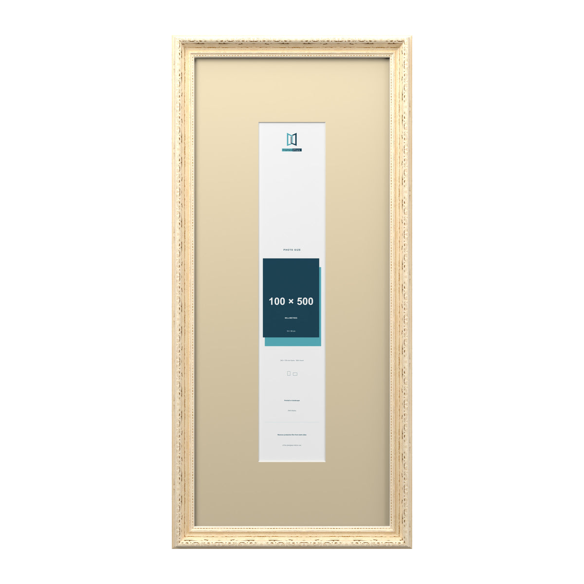 Louis Range Cream Picture, Photo & Poster Frame with Ivory Mount - 70x30cm Frame for 50x10cm Photo, Cream