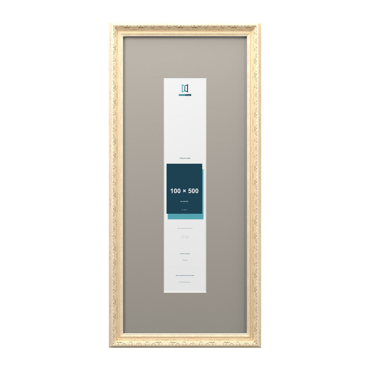 Louis Range Cream Picture, Photo & Poster Frame with Dawn Grey Mount - 70x30cm Frame for 50x10cm Photo, Cream