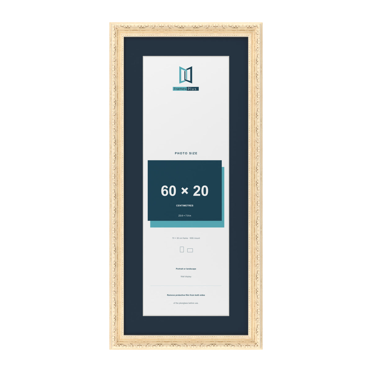 Louis Range Cream Picture, Photo & Poster Frame with Pacific Blue Mount - 70x30cm Frame for 60x20cm Photo, Cream