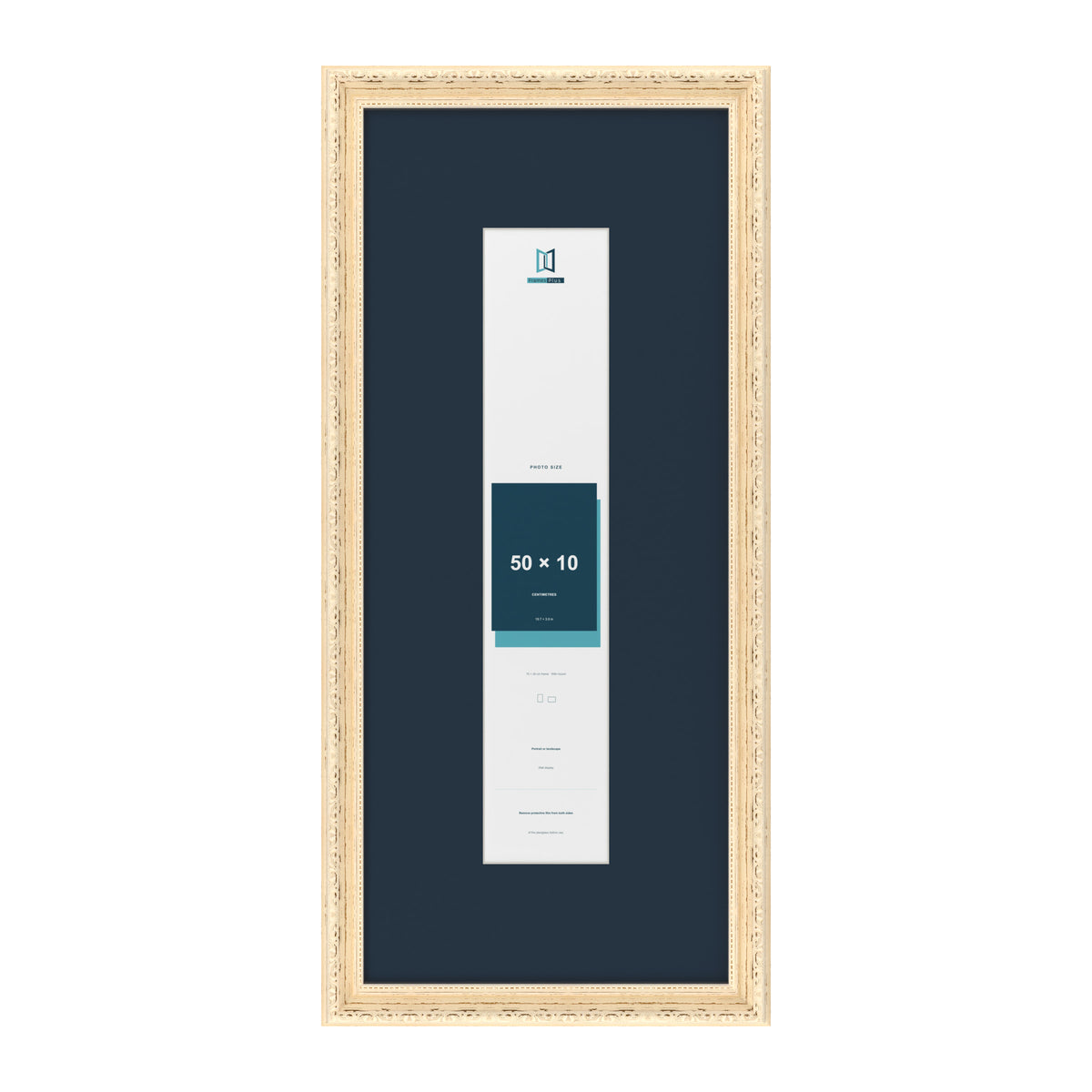 Louis Range Cream Picture, Photo & Poster Frame with Pacific Blue Mount - 70x30cm Frame for 50x10cm Photo, Cream