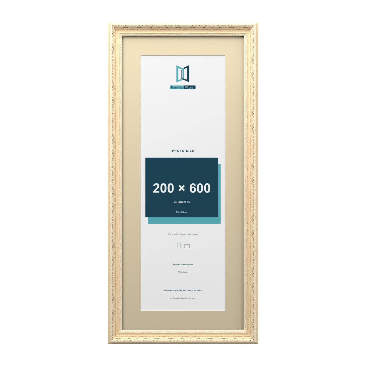Louis Range Cream Picture, Photo & Poster Frame with Ivory Mount - 70x30cm Frame for 60x20cm Photo, Cream