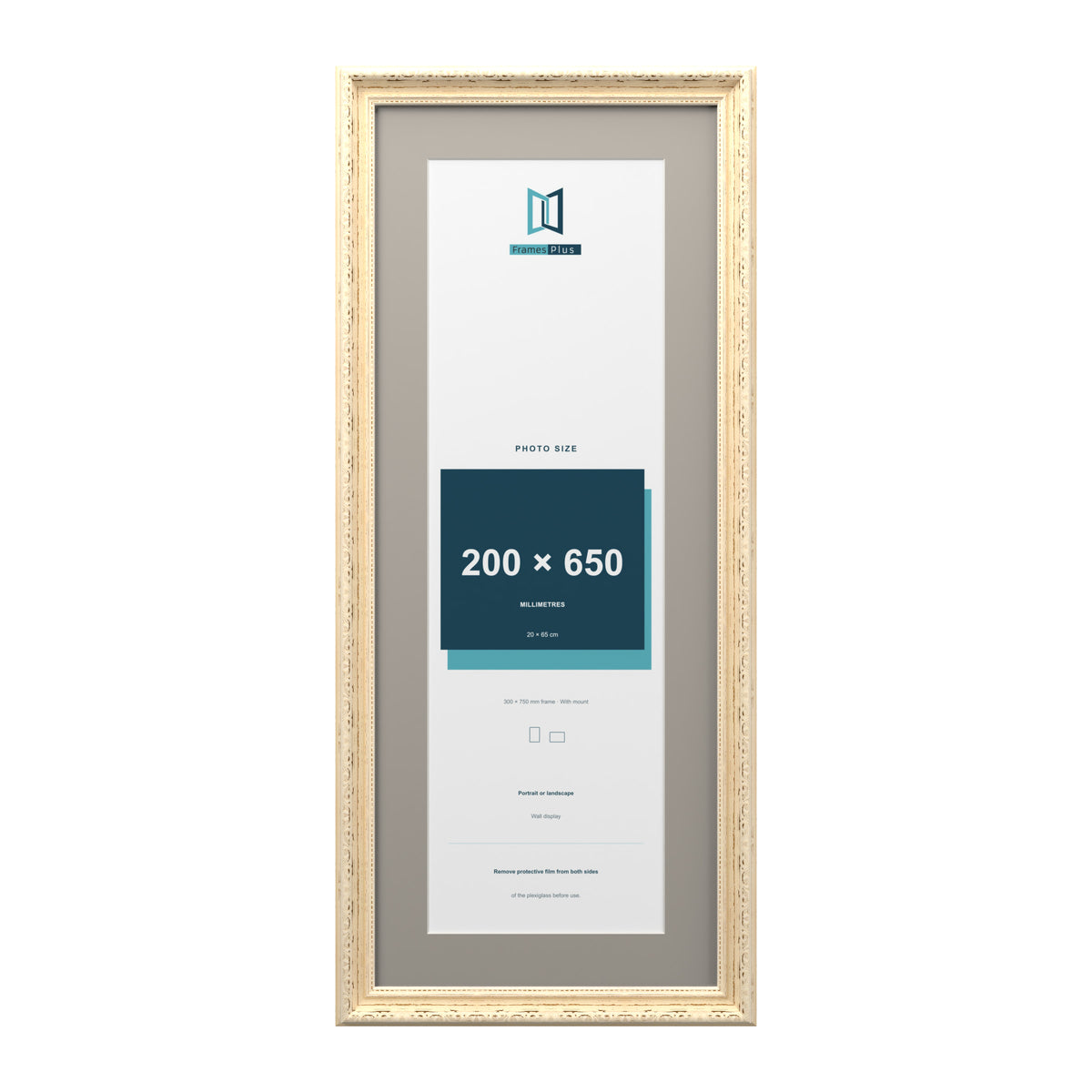 Louis Range Cream Picture, Photo & Poster Frame with Dawn Grey Mount - 75x30cm Frame for 65x20cm Photo, Cream