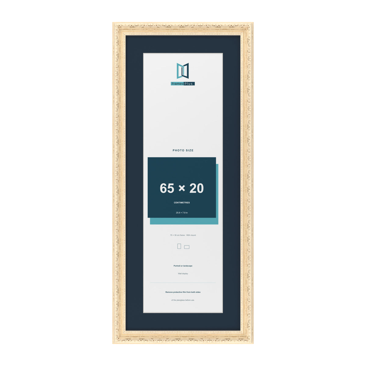 Louis Range Cream Picture, Photo & Poster Frame with Pacific Blue Mount - 75x30cm Frame for 65x20cm Photo, Cream