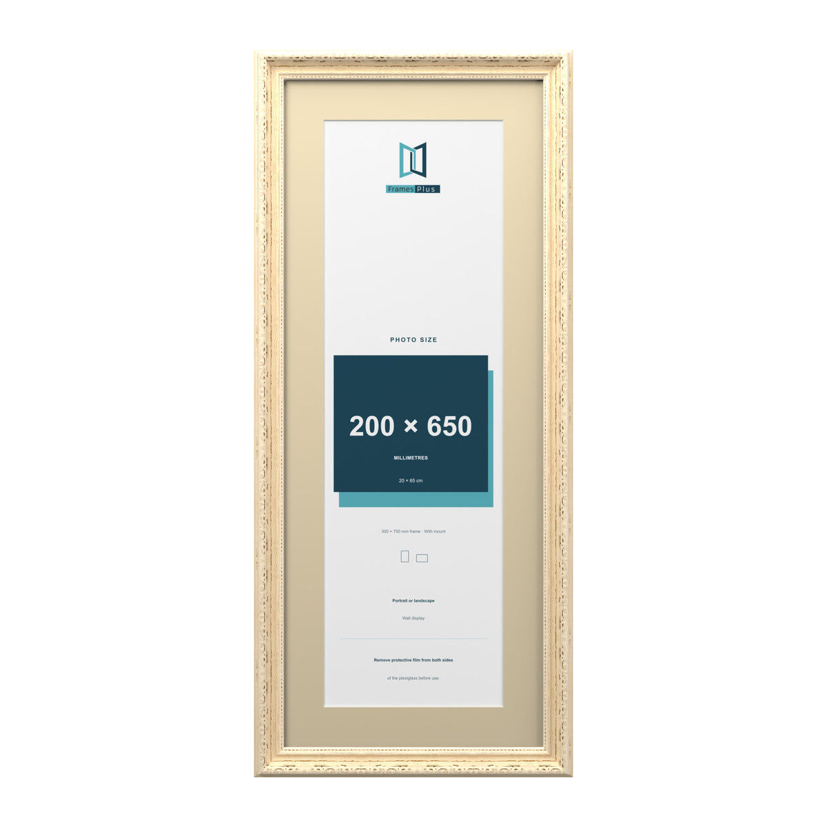 Louis Range Cream Picture, Photo & Poster Frame with Ivory Mount - 75x30cm Frame for 65x20cm Photo, Cream