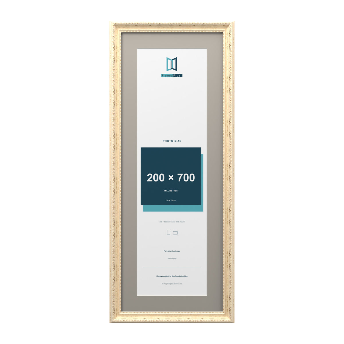 Louis Range Cream Picture, Photo & Poster Frame with Dawn Grey Mount - 80x30cm Frame for 70x20cm Photo, Cream