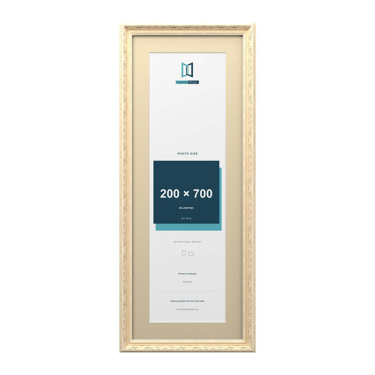 Louis Range Cream Picture, Photo & Poster Frame with Ivory Mount - 80x30cm Frame for 70x20cm Photo, Cream