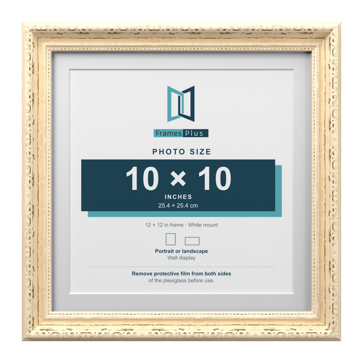 Louis Range Cream Picture, Photo & Poster Frame with White Mount - 12x12" Frame for 10x10" Photo, Cream