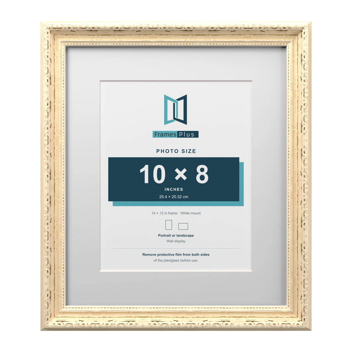 Louis Range Cream Picture, Photo & Poster Frame with White Mount - 14x12" Frame for 10x8" Photo, Cream
