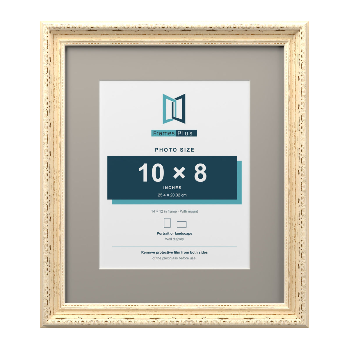 Louis Range Cream Picture, Photo & Poster Frame with Dawn Grey Mount - 14x12" Frame for 10x8" Photo, Cream