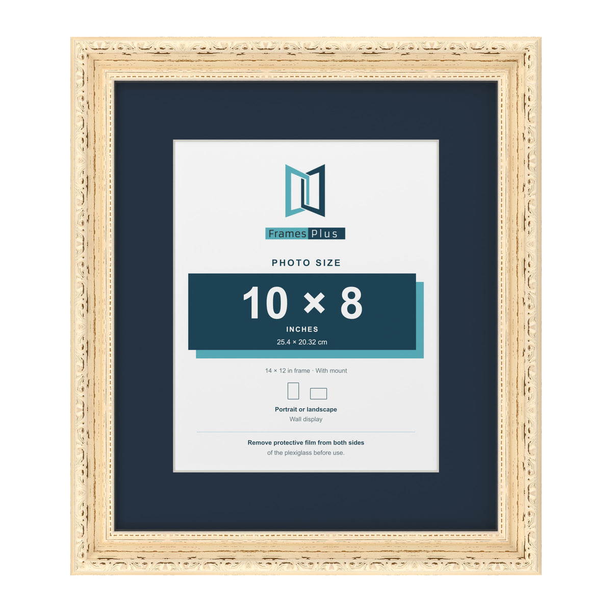 Louis Range Cream Picture, Photo & Poster Frame with Pacific Blue Mount - 14x12" Frame for 10x8" Photo, Cream