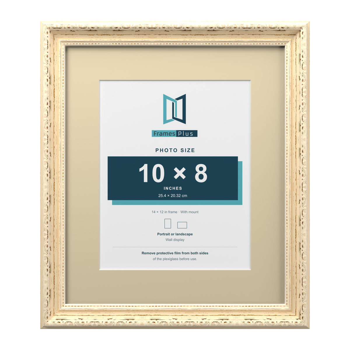 Louis Range Cream Picture, Photo & Poster Frame with Ivory Mount - 14x12" Frame for 10x8" Photo, Cream