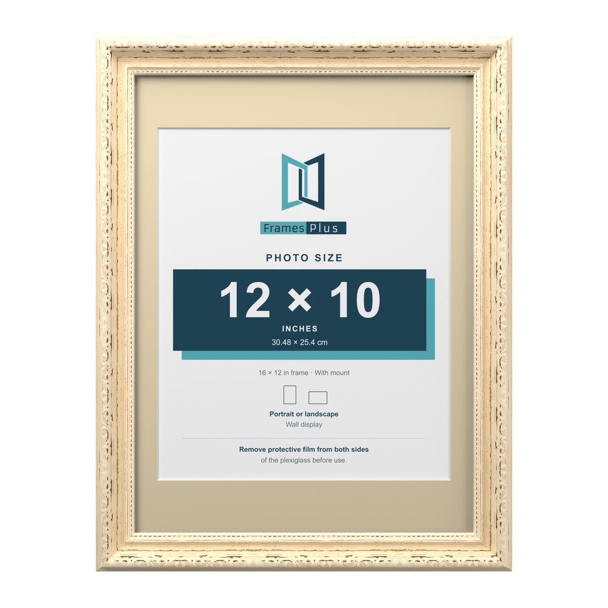 Louis Range Cream Picture, Photo & Poster Frame with Ivory Mount - 16x12" Frame for 12x10" Photo, Cream