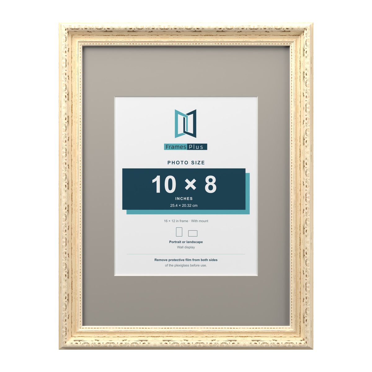 Louis Range Cream Picture, Photo & Poster Frame with Dawn Grey Mount - 16x12" Frame for 10x8" Photo, Cream