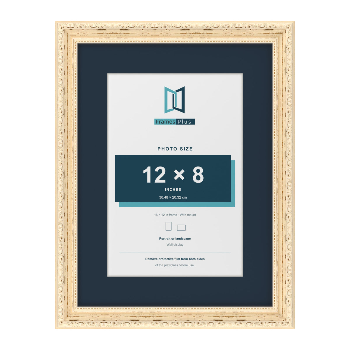 Louis Range Cream Picture, Photo & Poster Frame with Pacific Blue Mount - 16x12" Frame for 12x8" Photo, Cream